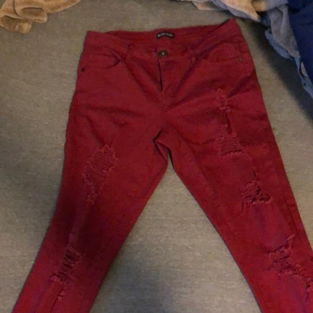 All red jeans never worn